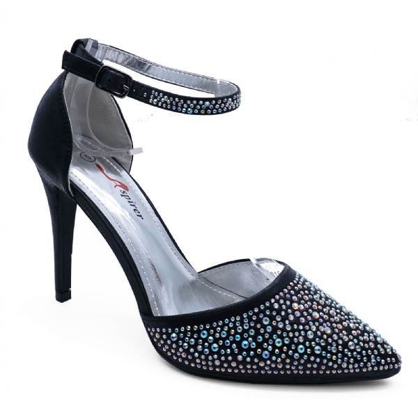 Black strappy wedding bridesmaid shoes sandals 